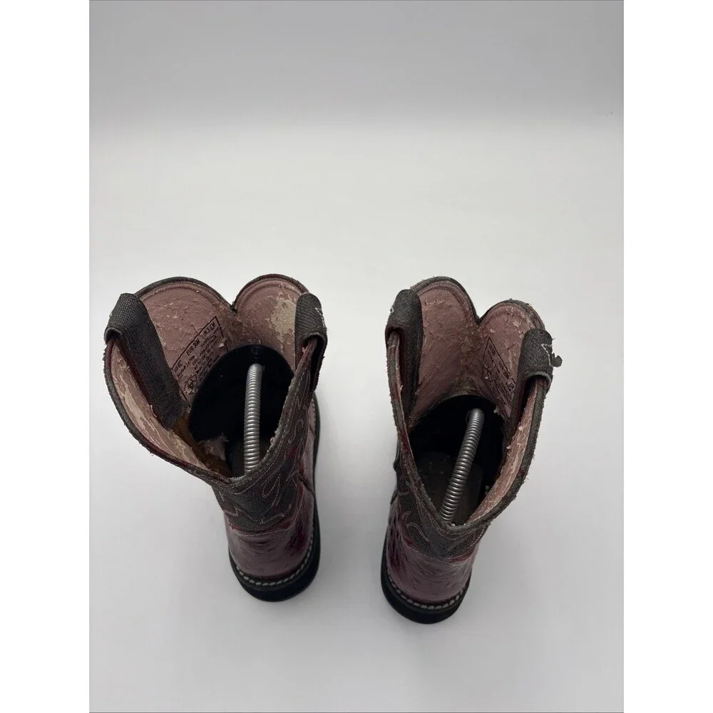 Ariat Boots Womens Size 6 B ProBaby Ostrich Print Red & Grey 16708 - Picture 5 of 9